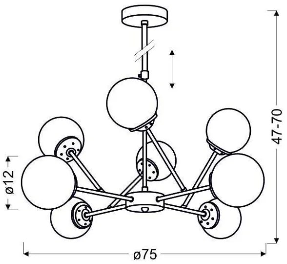 Lustră pe tijă BEST 8xE14/40W/230V