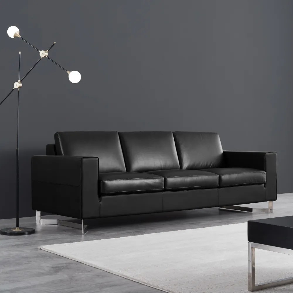 Canapea Herold, cu trei locuri, neagra