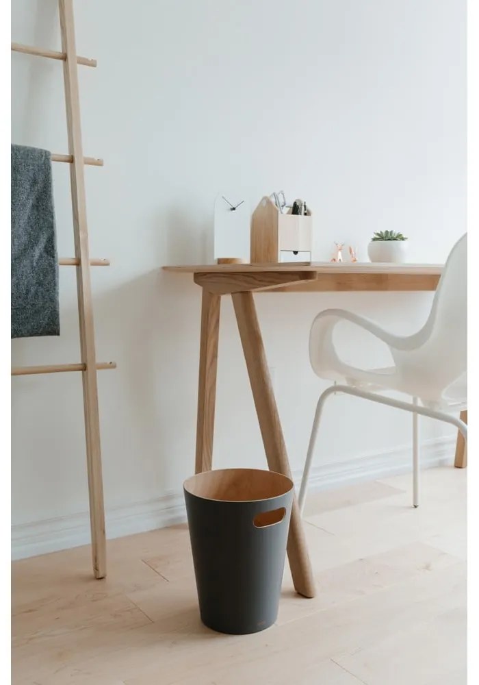 Coș de gunoi gri închis pentru birou 7,5 l Woodrow – Umbra