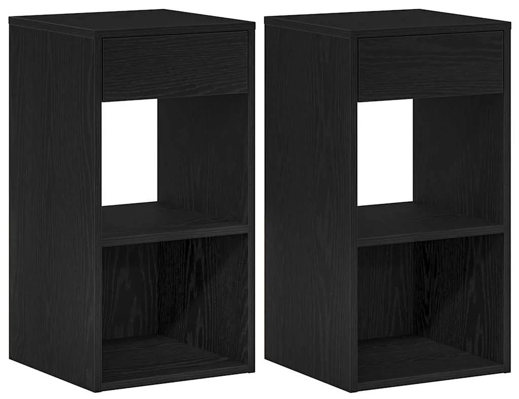 858716 vidaXL Noptiere cu sertar 2 buc stejar negru 35x34x66,5 cm