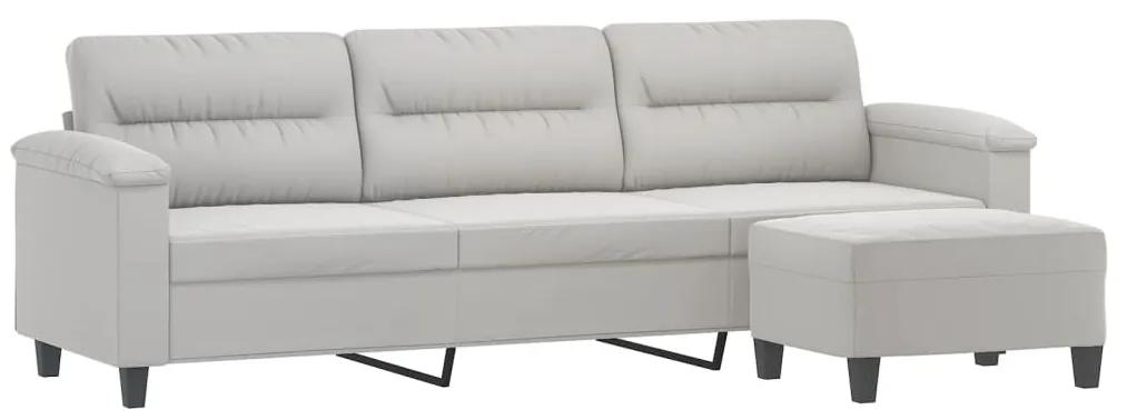 Canapea cu 3 locuri si taburet, gri deschis, 210 cm, microfibra Gri deschis, 240 x 77 x 80 cm