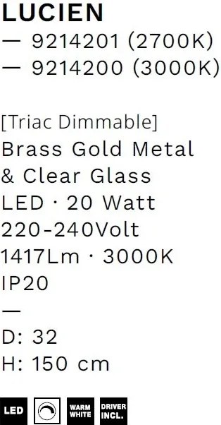 Lustra LED suspendata design decorativ LUCIEN 3000K