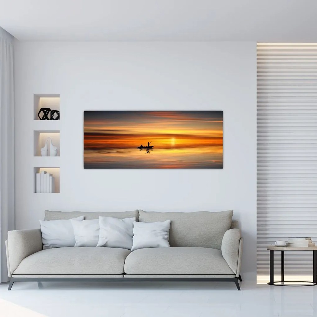 Tablou - cu barca (120x50 cm)