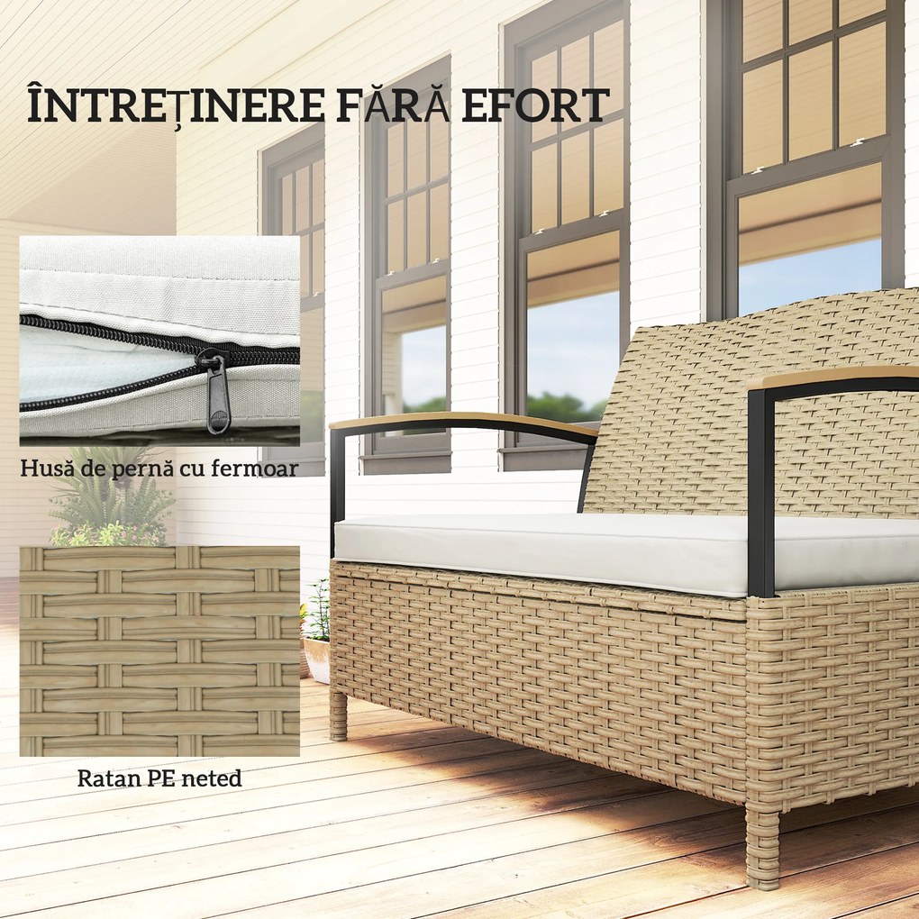 Outsunny Bancă de Depozitare 125L cu Pernă Confortabilă, din Metal, 123x70x82 cm, Bej | Aosom Romania