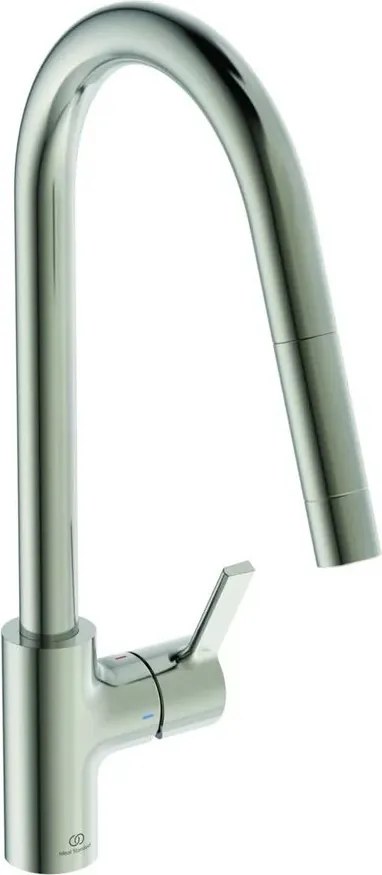 Baterie bucatarie cu dus extactibil Ideal Standard Gusto 235 argintiu Silver Storm 1 tip de jet