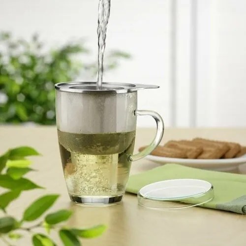 Cană de sticlă cu sită și capac Simax 179 Tea for one 0,35 l