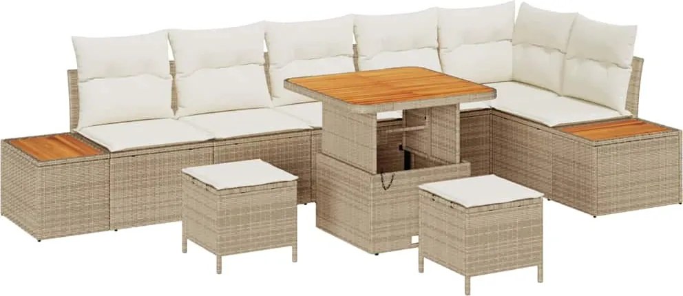 vidaXL Set de canapele pentru grădină 9 pcs Bej poliratan