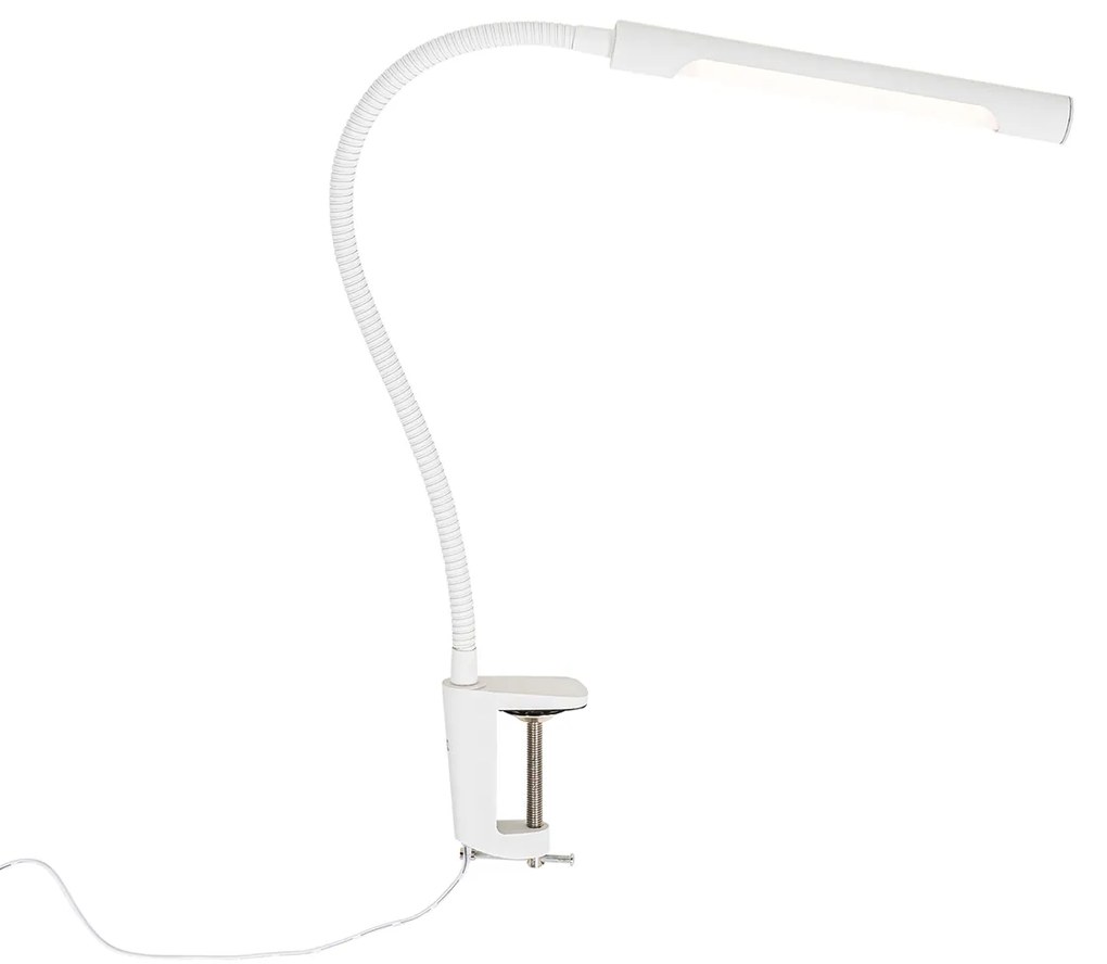 Lampă de birou cu clip alb cu LED și dimmer tactil - Lionard