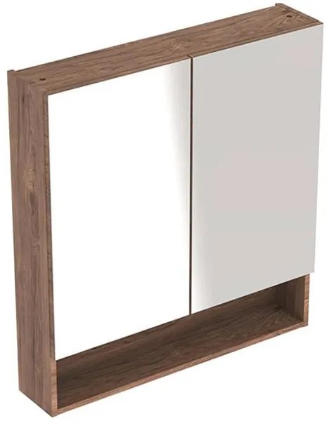 Dulap suspendat cu oglinda, Geberit, Selnova Square, 80 cm, nuc american hickory