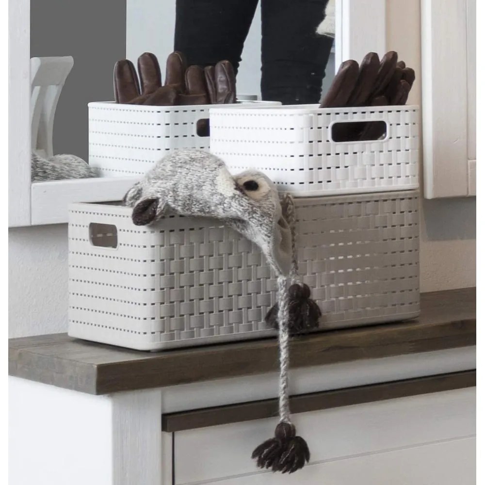 Coș de depozitare din plastic reciclat alb Country - Rotho