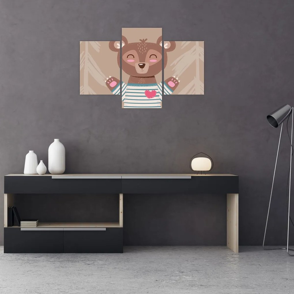 Tablou - Ursuleț de pluș în tricou cu dungi (90x60 cm)