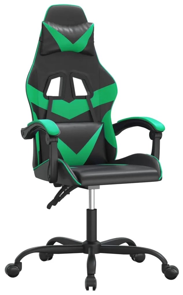 3143845 vidaXL Scaun de jocuri, negru și verde, piele ecologică