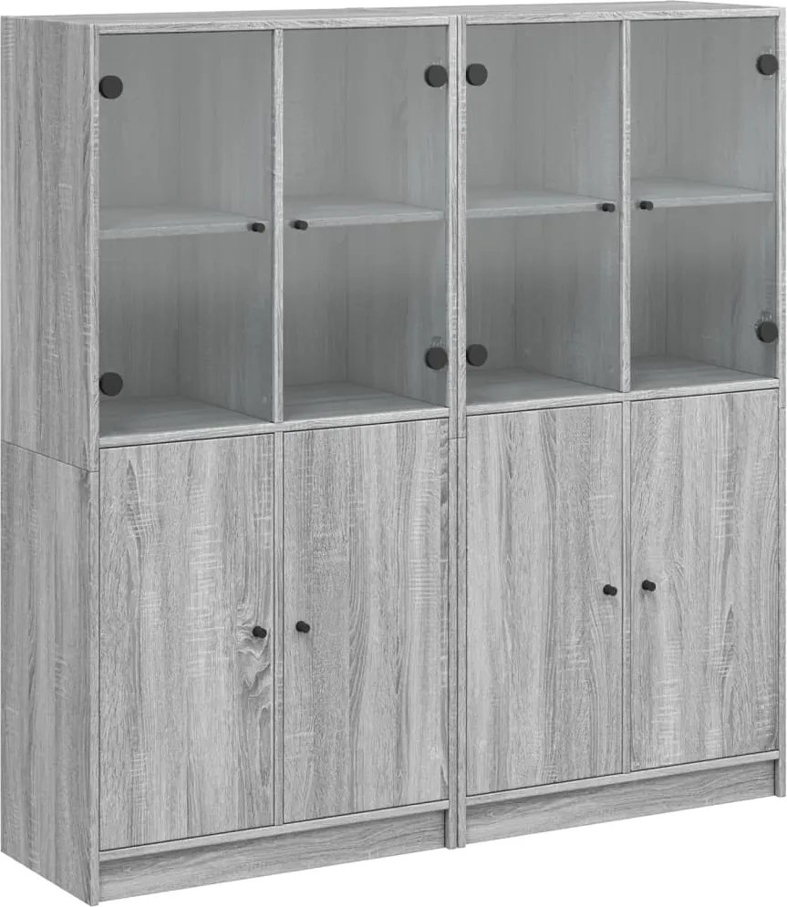 vidaXL Bibliotecă cu uși gri sonoma 136x37x142 cm lemn compozit