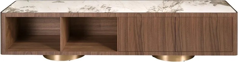 Comoda TV din furnir de nuc cu blat marmura portelanata Walnut