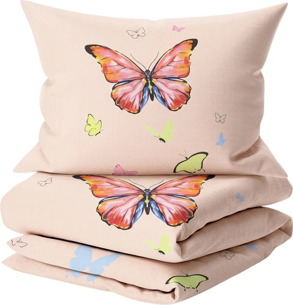 Lenjerie de pat din bumbac Culoare bej, ORANGE BUTTERFLY