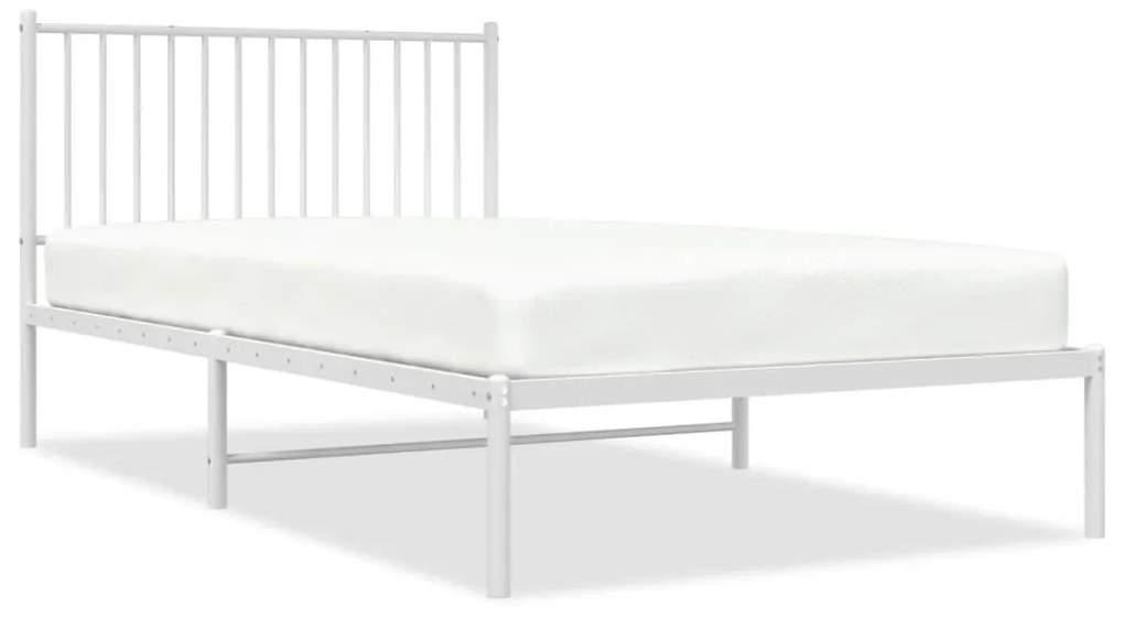 350927 vidaXL Cadru de pat din metal cu tăblie, alb, 107x203 cm