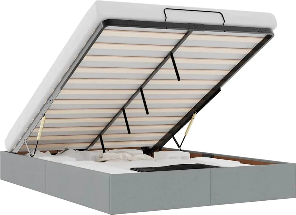 vidaXL Cadru de pat otoman fără saltea Gri deschis 140x190 cm Material