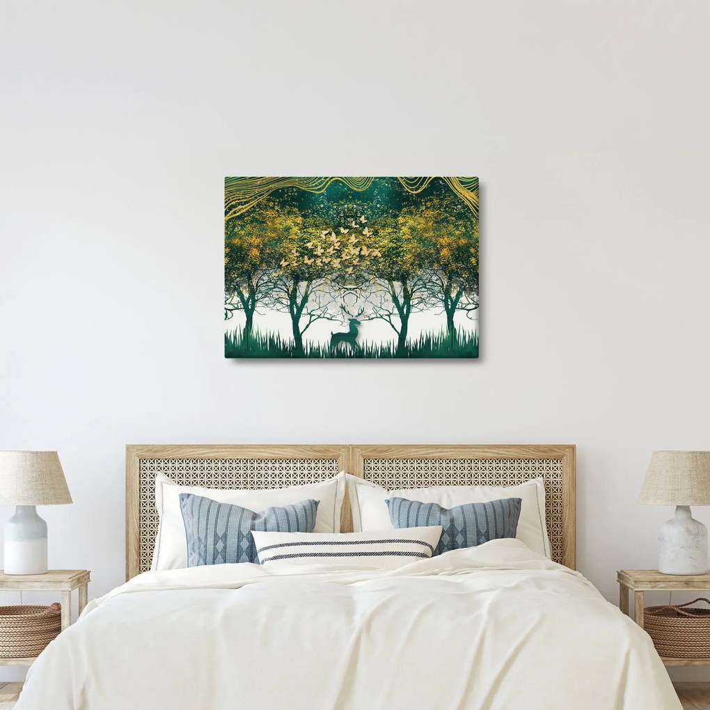 Tablou - Căprioare în pădurea verde (70x50 cm)