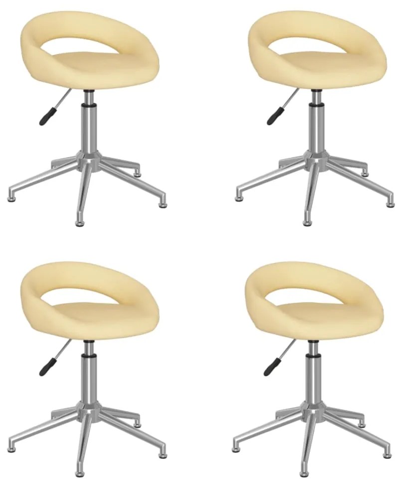 3085876 vidaXL Scaune de sufragerie pivotante 4 buc. crem piele artificială