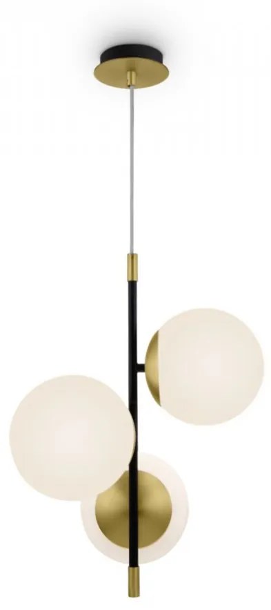 Pendul modern auriu 3 globuri albe din sticla opaca Nostalgia Maytoni