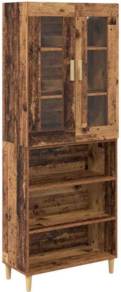 vidaXL Bufet Lemn Vechi 69,5 x 34 x 180 cm Lemn Stratificat și Sticlă