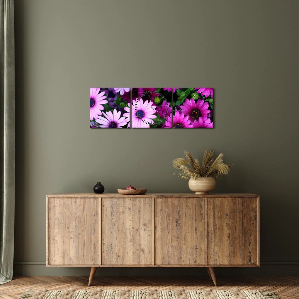 Tablou - Flori (cu ceas) (90x30 cm)