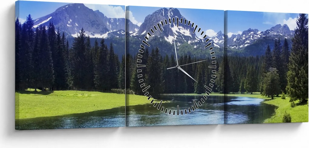 Tablou - vâfurile montane înzăpezite (cu ceas) (90x30 cm)