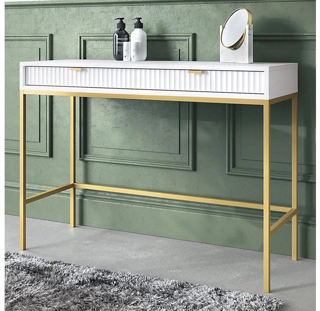 Consolă NOVA, 77x104 cm, alb/auriu