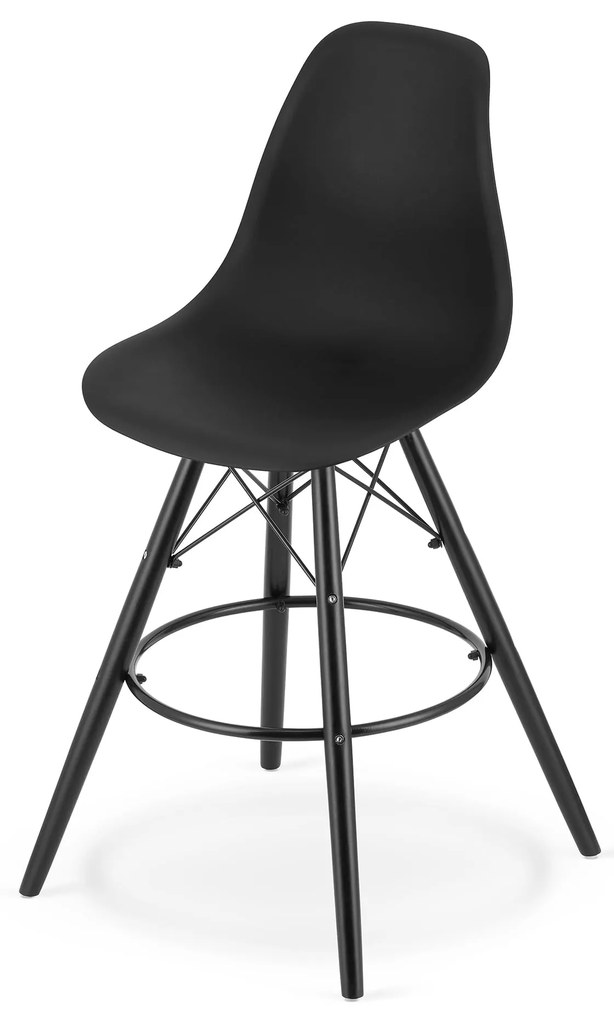 Scaun de bar negru CARBRY LAMAL cu picioare negre