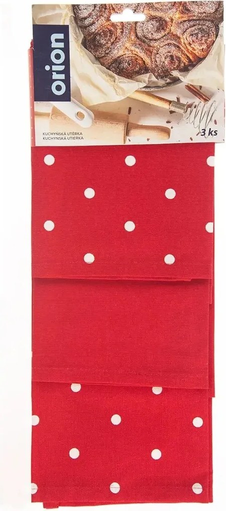Prosop bucătărie Buline, roșu, 50 x 70 cm, set 3 buc.
