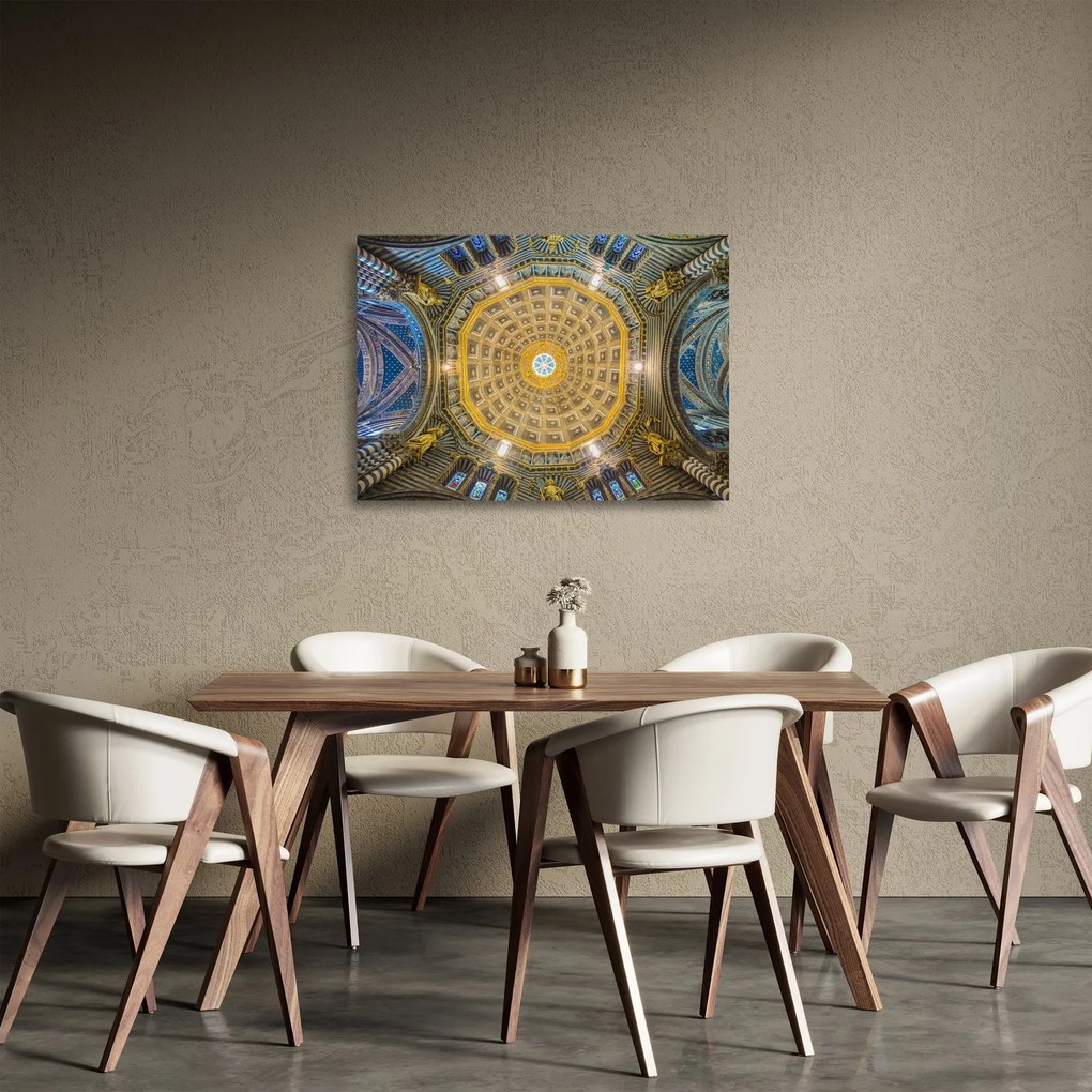 Tablou pe sticlă cu tavanul bisericii Siena (70x50 cm)
