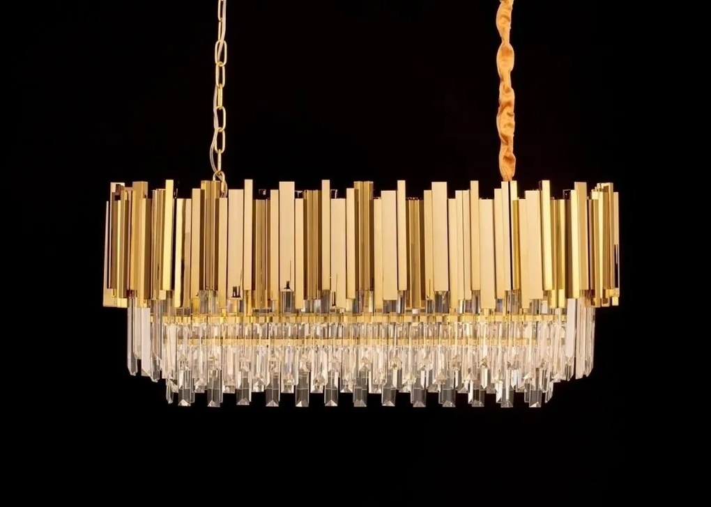 Lustra suspendata, Cristale de Sticla, Glamour Long Gold 90