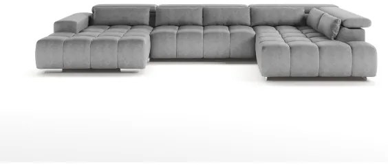 Colțar U TROPEA cu suporturi pentru cap, dreapta, gri