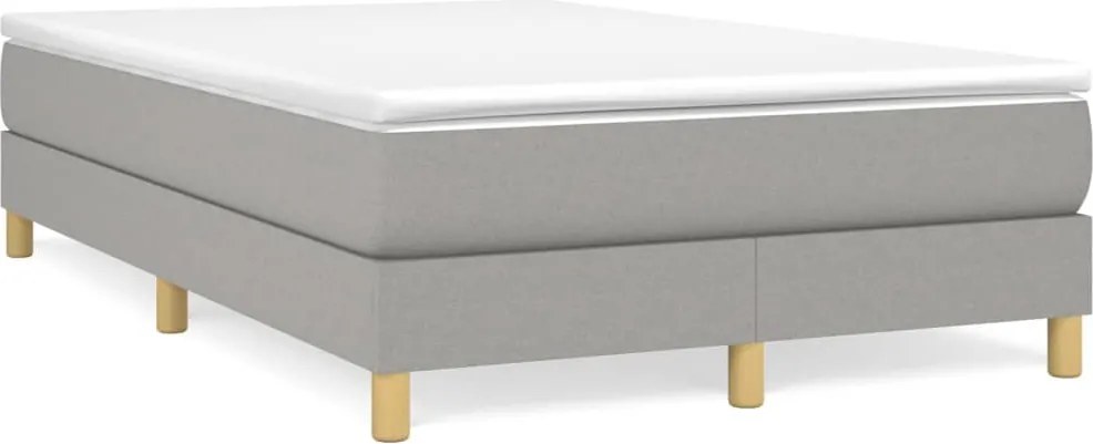 vidaXL Pat box spring cu saltea, gri deschis, 120x200 cm, textil
