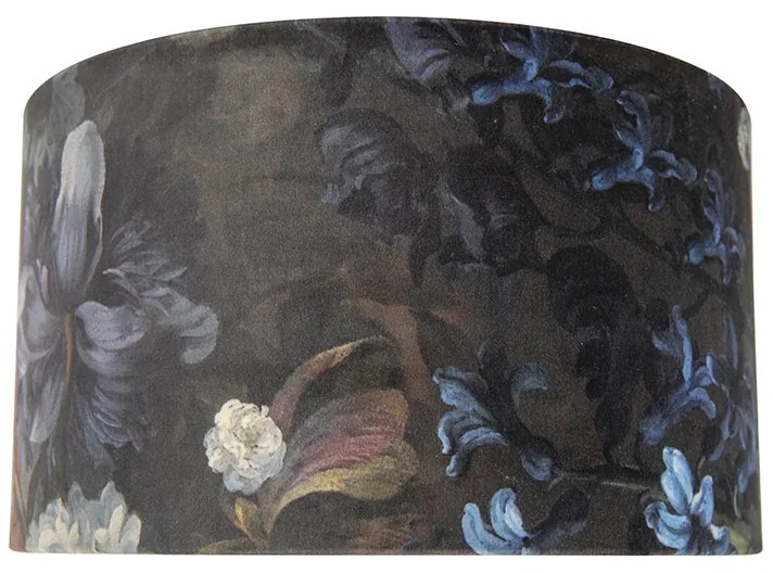 Abajur din catifea cu design floral 35/35/20 interior auriu