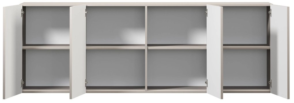 Comodă suspendată cu patru uși Lorini 200 cm - cashmere / mânere aurii