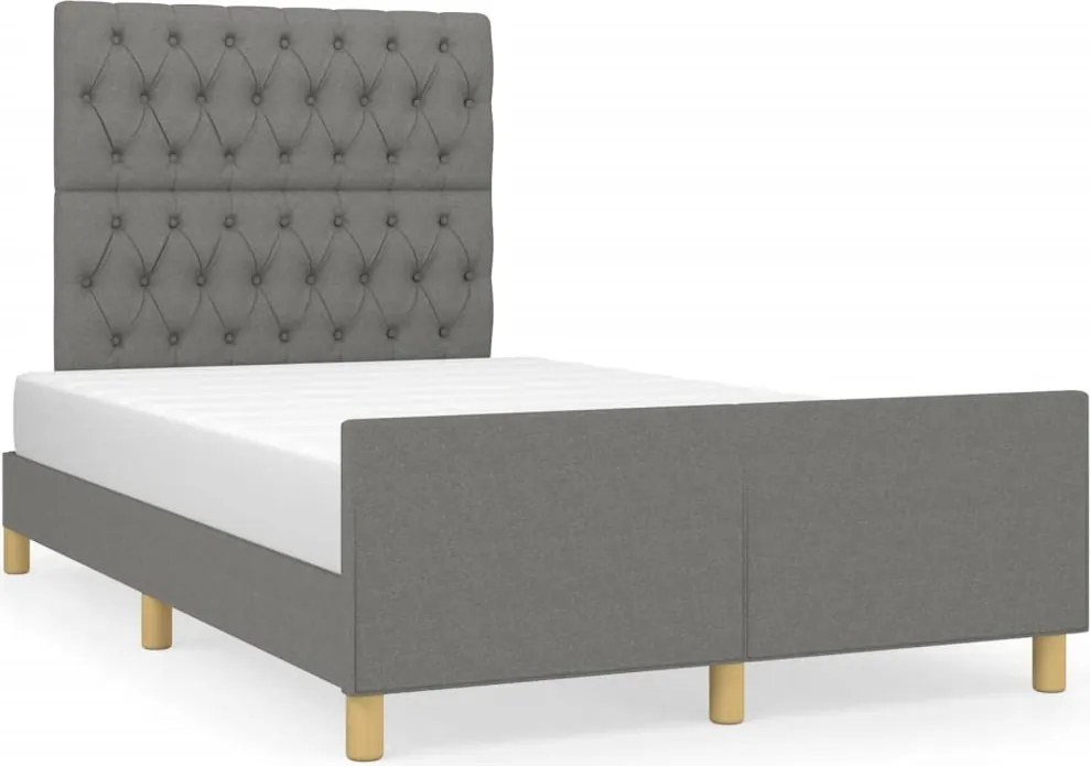 vidaXL Cadru de pat fără saltea gri închis 120x190 cm țesătură