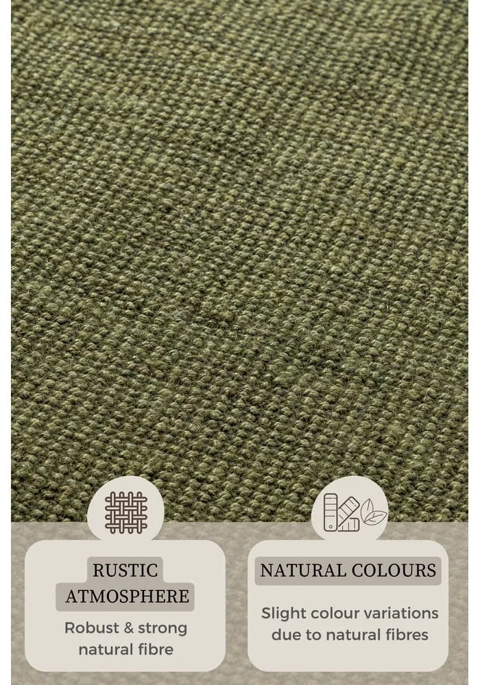 Covor tip traversă kaki din iută 80x200 cm Bouclé – Hanse Home