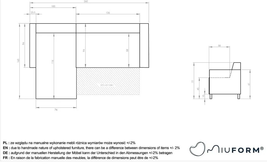 Colțar gri extensibil/cu spațiu de depozitare Classy Sophie – Miuform