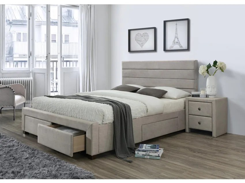 Pat tapitat stofa Kayleon bej - 160x200 cm