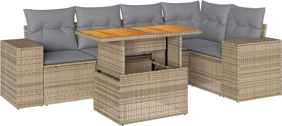vidaXL Set canapele de grădină cu perne, 6 piese, bej, poliratan