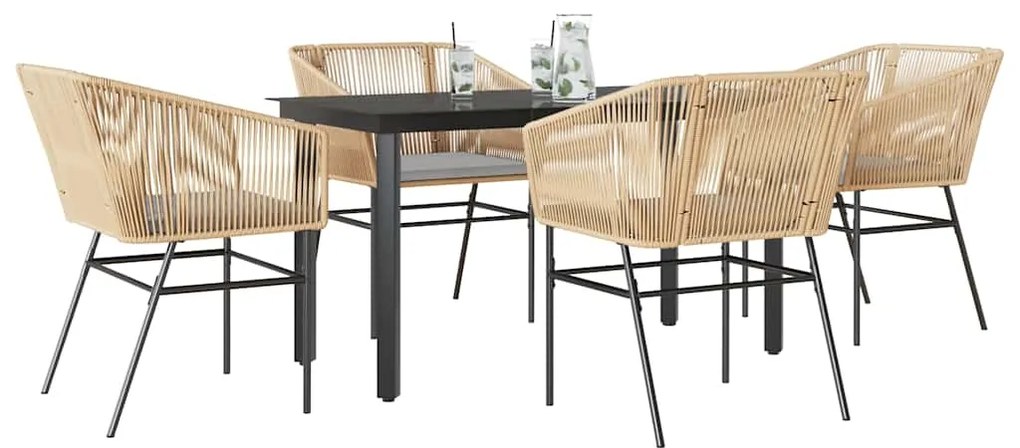 vidaXL Set mobilier de grădină cu perne 5 piese maro sticlă polirattan