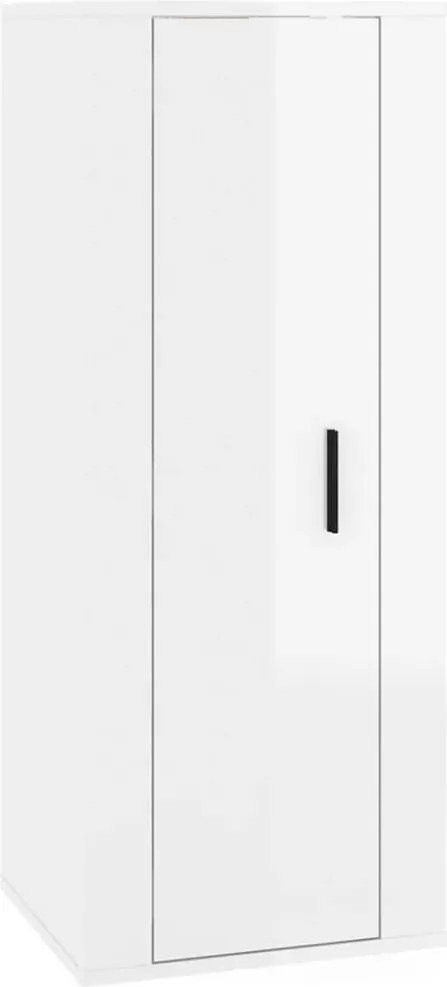 vidaXL Dulap TV montat pe perete, alb extralucios, 40x34,5x100 cm