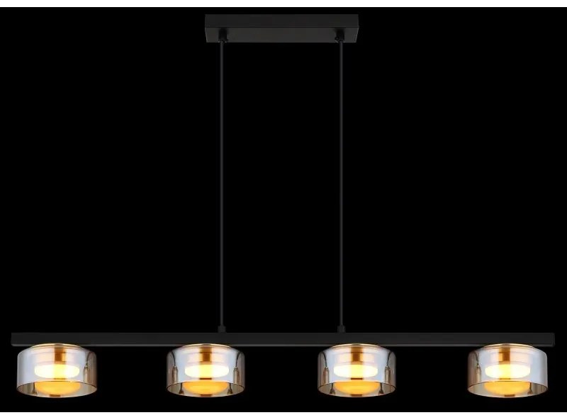 Lustra suspendata din metal negru cu sticla chihlimbar HIGGINS 4L
