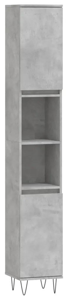 831536 vidaXL Dulap de baie, gri beton, 30x30x190 cm, lemn prelucrat