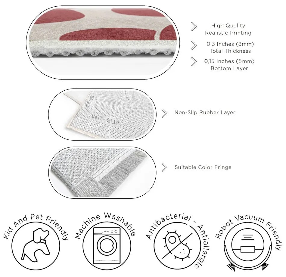 Covor roșu lavabil 80x150 cm Red Meadow – Mila Home