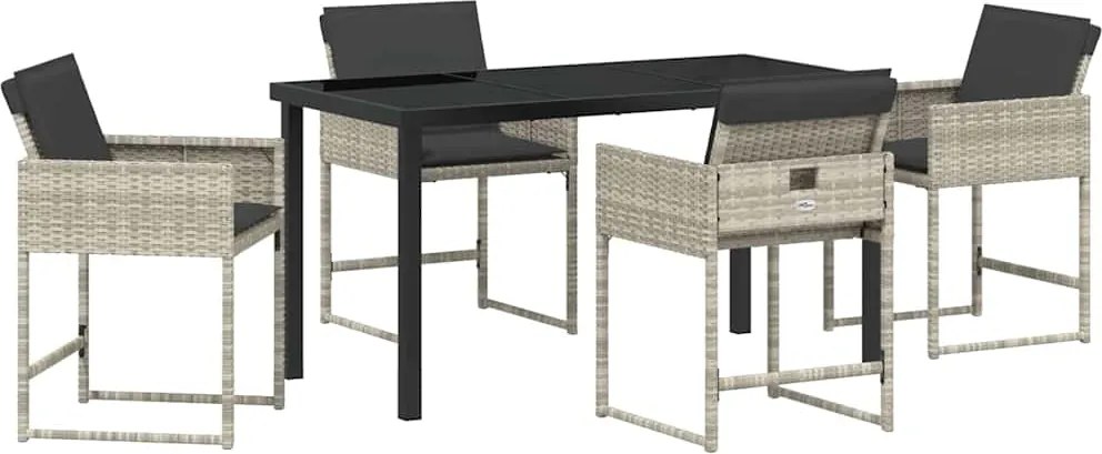 vidaXL Set de masă pentru grădină 5 pcs Gri deschis poliratan