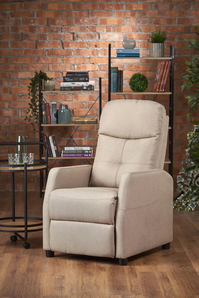 Fotoliu recliner Felipe stofa bej H103 cm