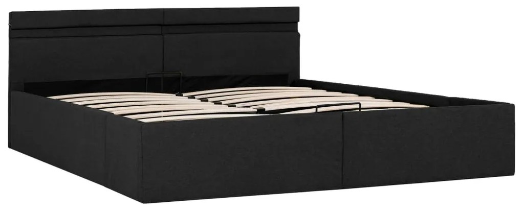 285604 vidaXL Cadru pat hidraulic ladă LED gri închis, 160x200 cm, textil