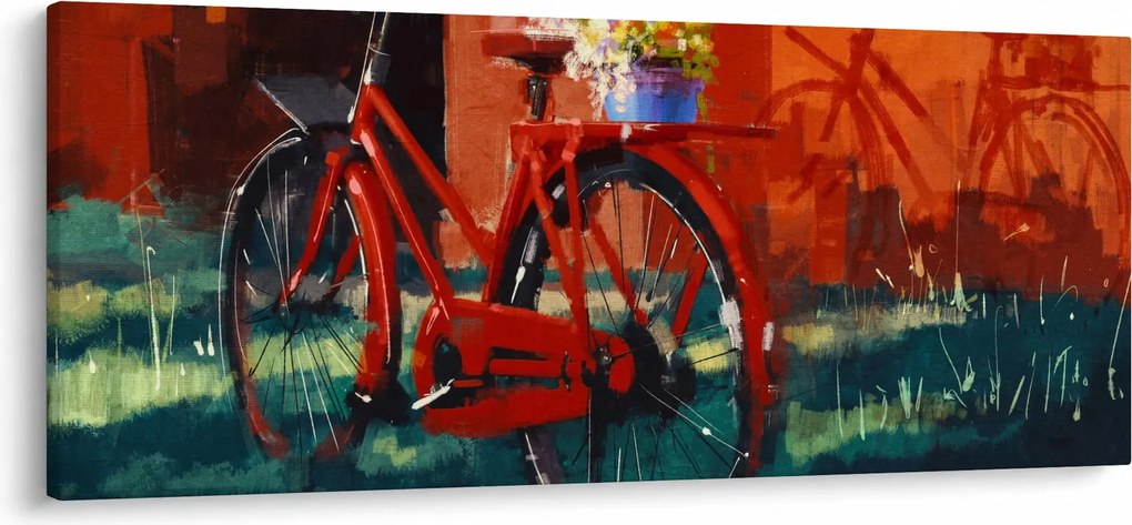 Tablou - Bicicleta roșie, pictură acrilică (120x50 cm)
